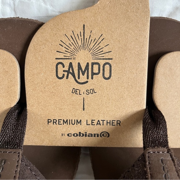 NWT Cobian Campo Lazo Flip Flop Sandals Brown Premium Leather Comfort Men 13 New main image 4